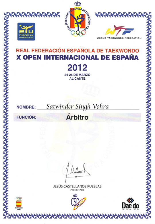 Spanish Open certificate - 1